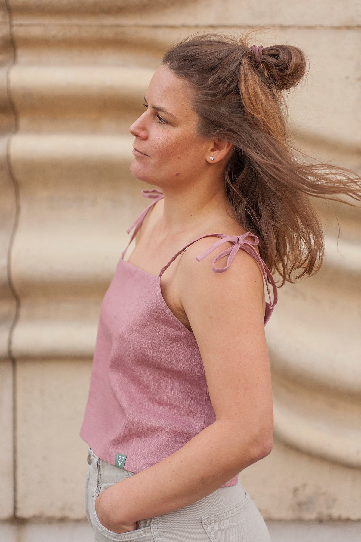 Tílko Len - Starorůžová