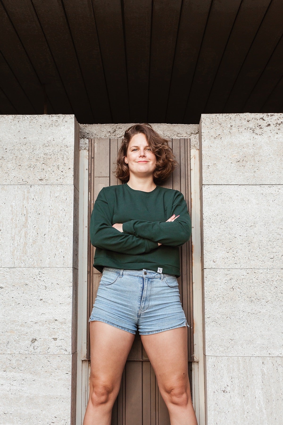 Krátká mikina - Tmavě zelená