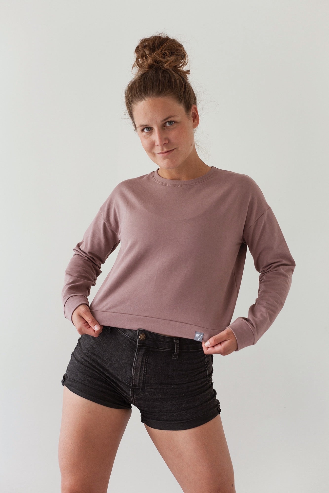 Krátká mikina - Starorůžová
